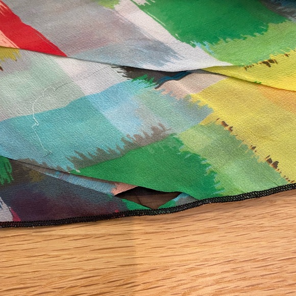 Cori 100% Silk Skirt Black with Bright Woven Silk Strips W Ruffle - Picture 8 of 16